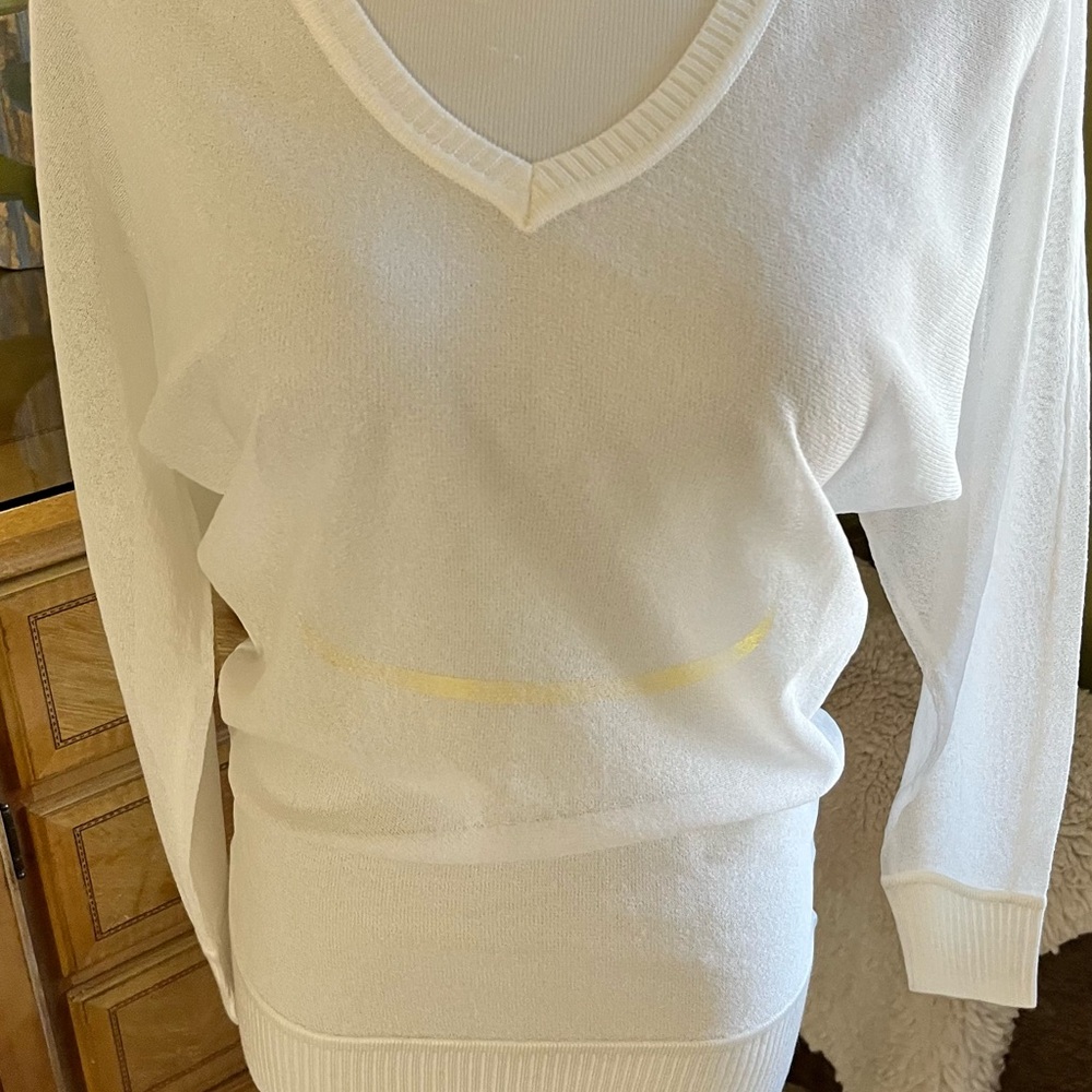 Philosophy Classic White V-Neck Sweater